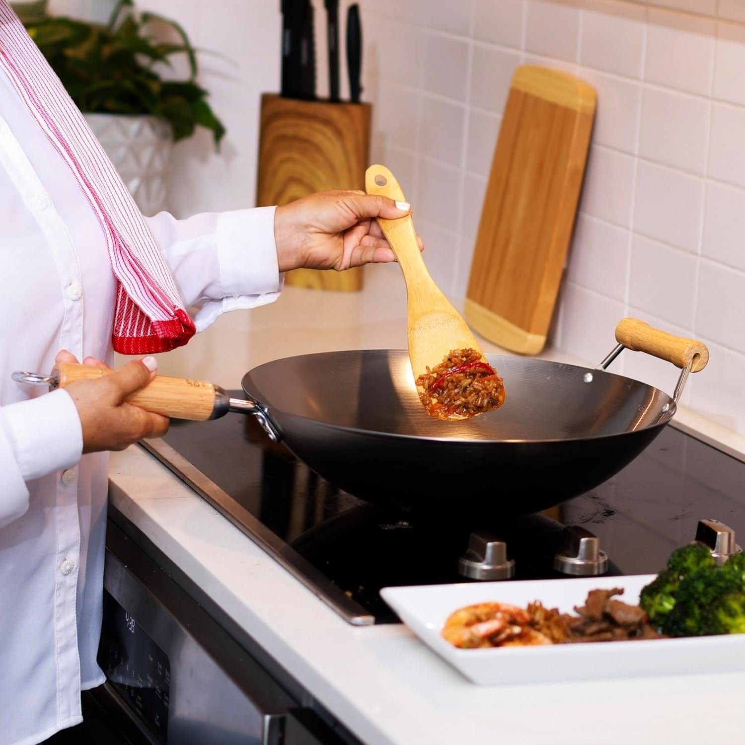 Cookware Joyce Chen Flat Bottom Carbon Steel Wok - 14"