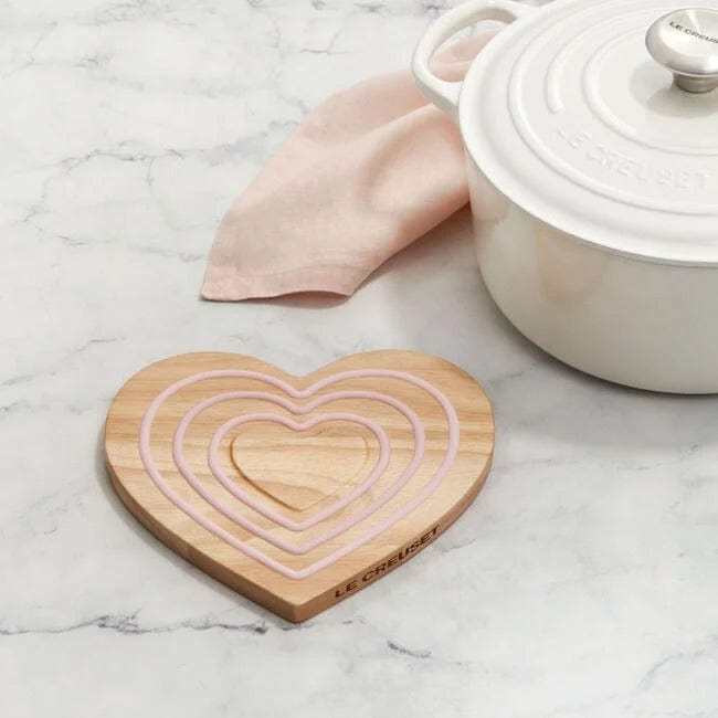 Tabletop Le Creuset Heart-Shaped Magnetic Wooden Trivet