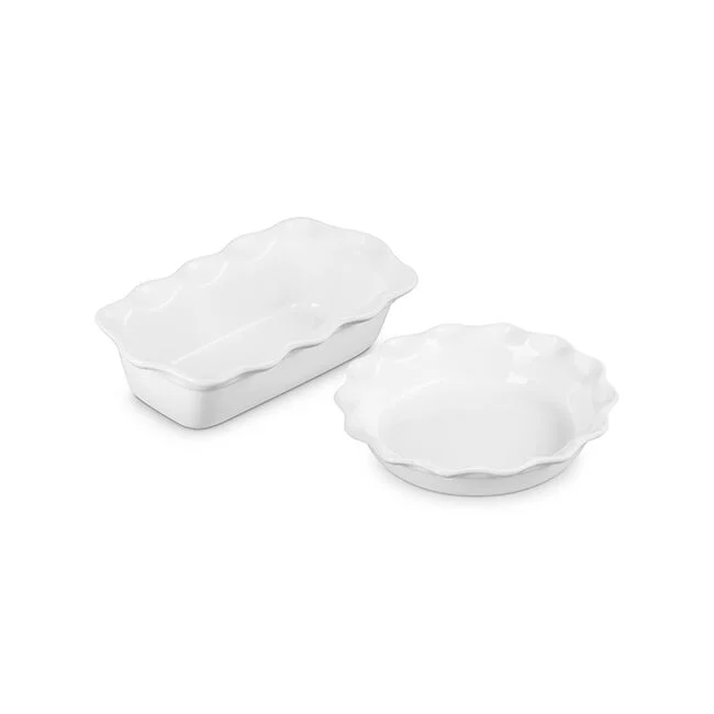 Bakeware Le Creuset Heritage Pie Dish & Fluted Loaf Pan Set - White