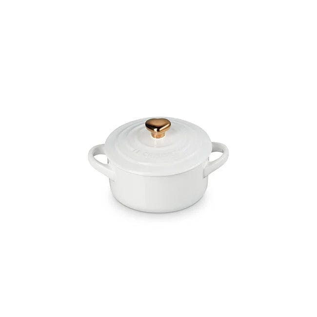 Bakeware Le Creuset Mini Cocotte, White with Rose Gold Heart Knob