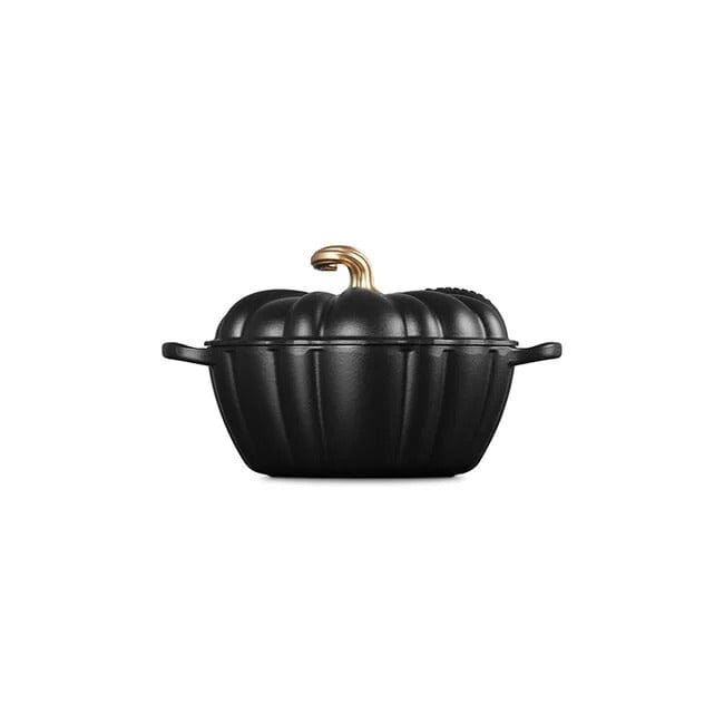 Tools & Accessories Le Creuset Pumpkin Cocotte, 4 Quart - Licorice with Gold Knob