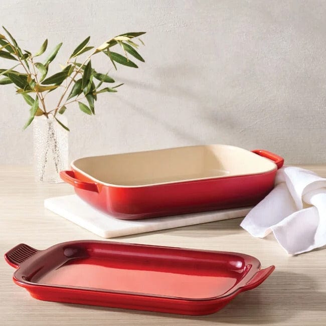 Cookware Le Creuset Rectangular Dish with Platter Lid, 3qt. - Cerise