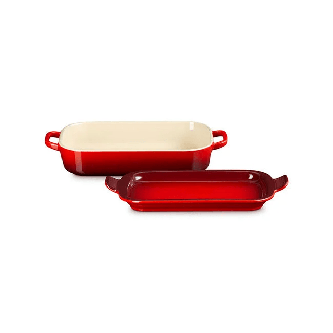 Cookware Le Creuset Rectangular Dish with Platter Lid, 3qt. - Cerise