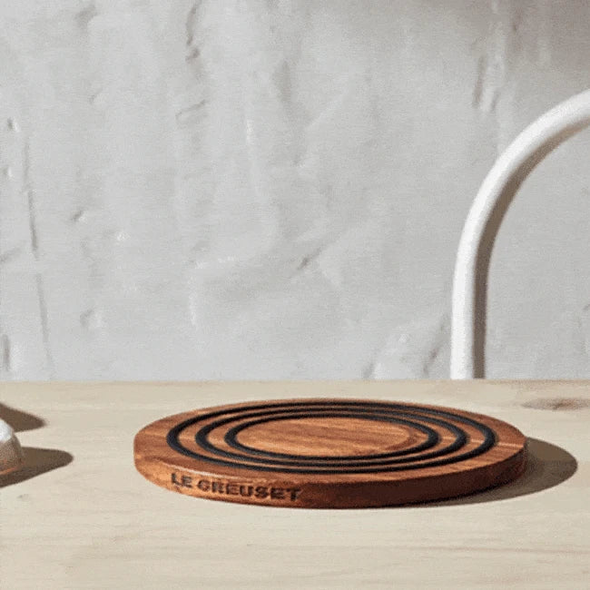 Tabletop Le Creuset Round Magnetic Wooden Trivet