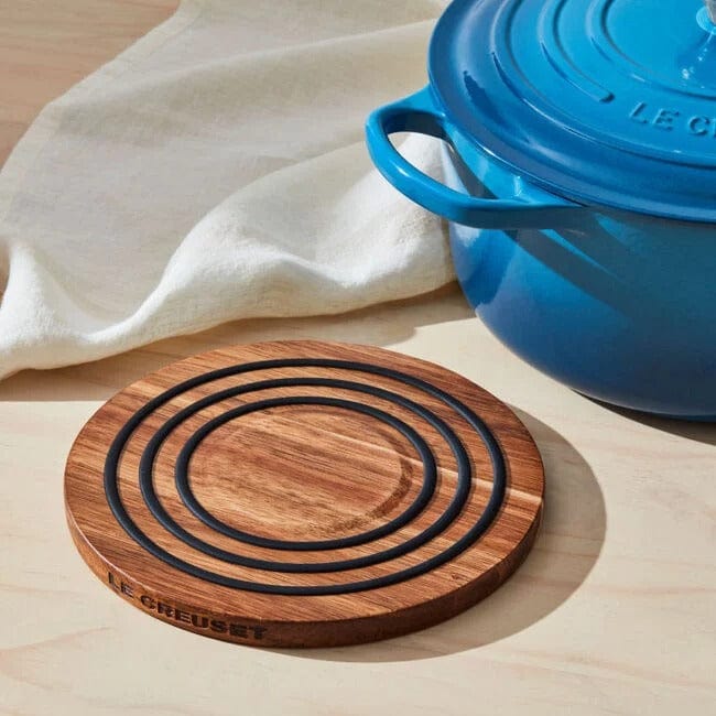 Tabletop Le Creuset Round Magnetic Wooden Trivet