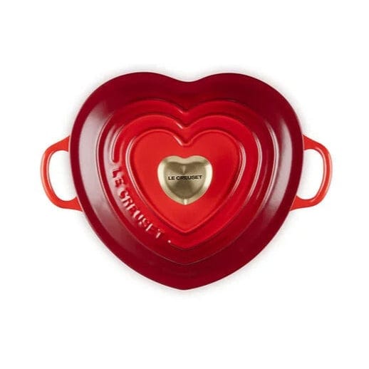 Cookware Le Creuset Shallow Heart Cocotte with Light Gold Heart Knob, 1.25 Quart - Cerise