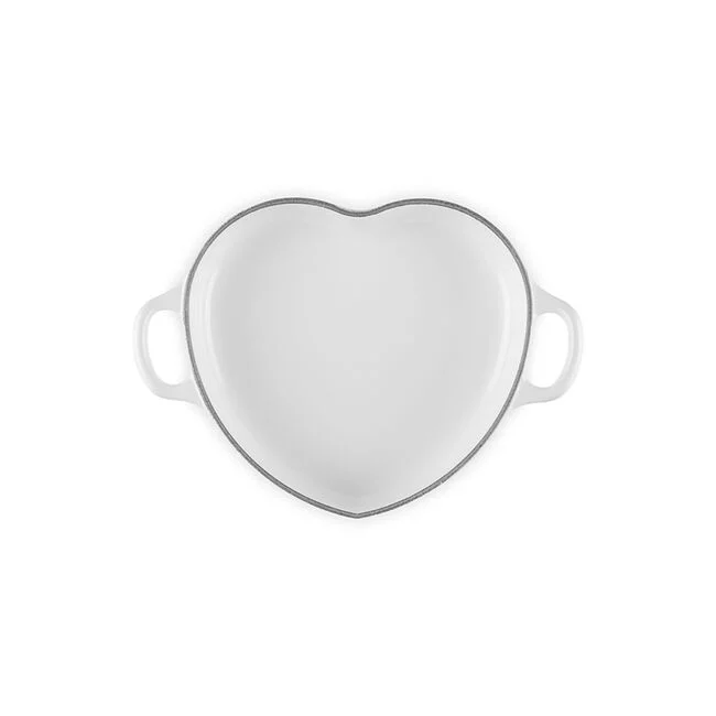Cookware Le Creuset Shallow Heart Cocotte with Light Gold Heart Knob - 1.25 Quart - White