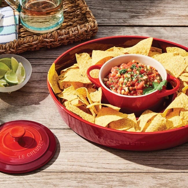 Tabletop Le Creuset Stoneware Chip and Dip Platter - Cerise