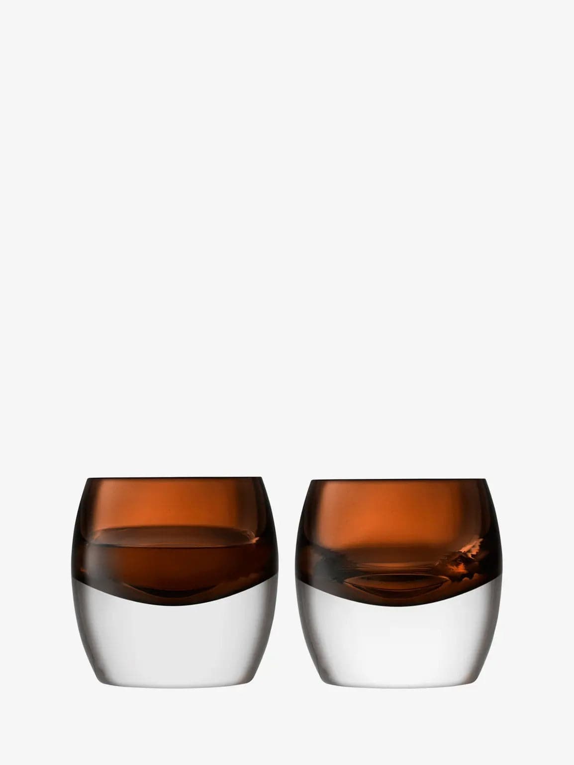 Glassware LSA Blown Glass Whiskey Club Tumbler 8 oz - Peat Brown, Set of 2