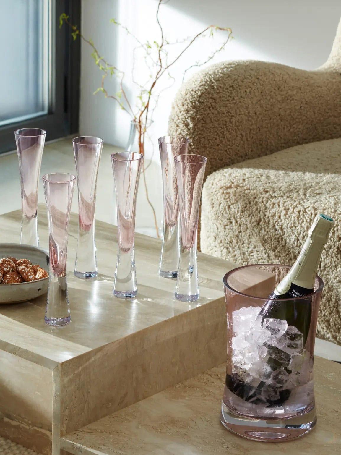 Glassware LSA Moya Blown Glass Champagne Flutes - Blush, Set of 2