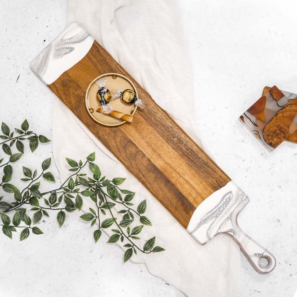 Tabletop Lynn & Liana Baguette Acacia Cheeseboard, Marble - 24"