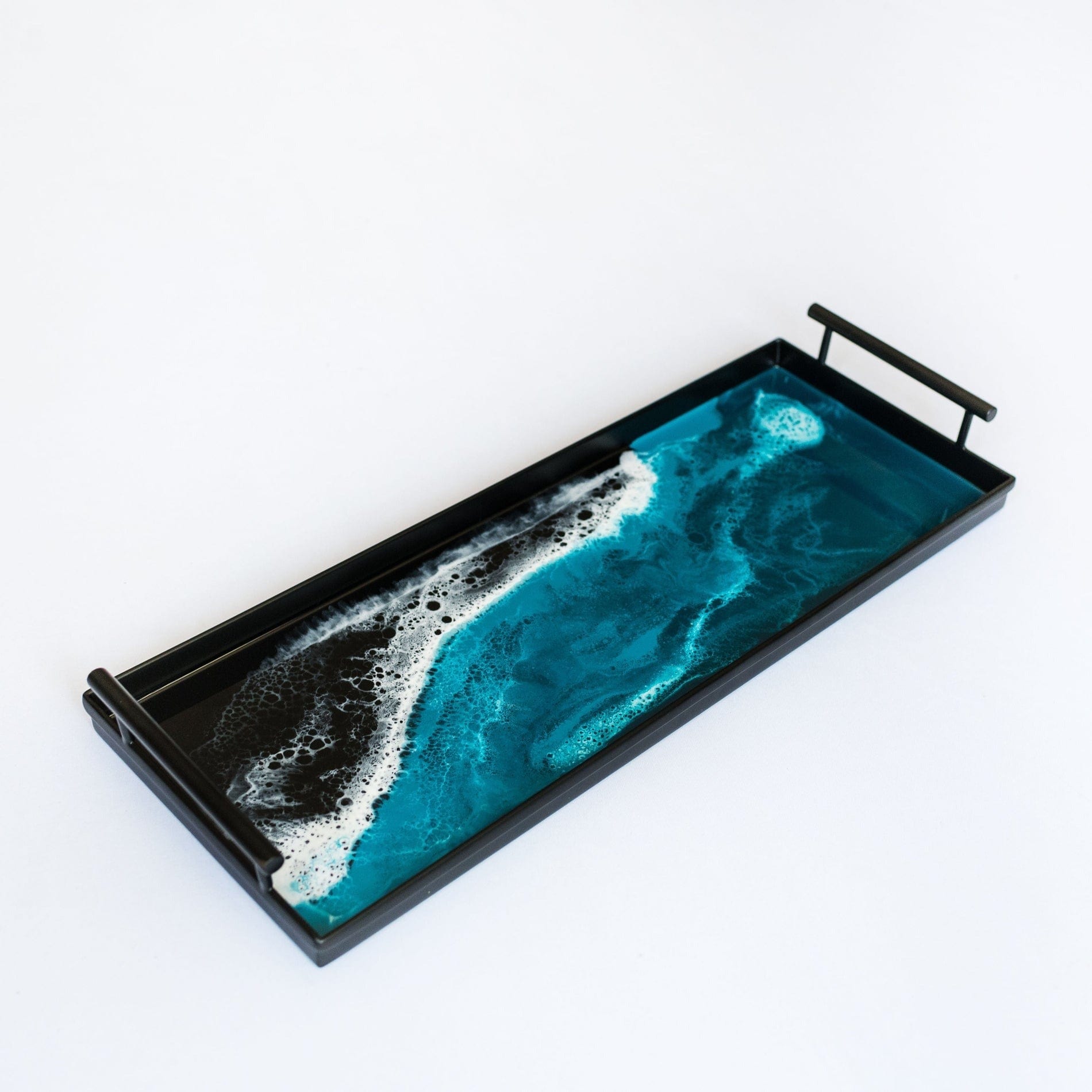 Tabletop Lynn & Liana Black Metal Rectangle Tray, Ocean Vibes - 18"