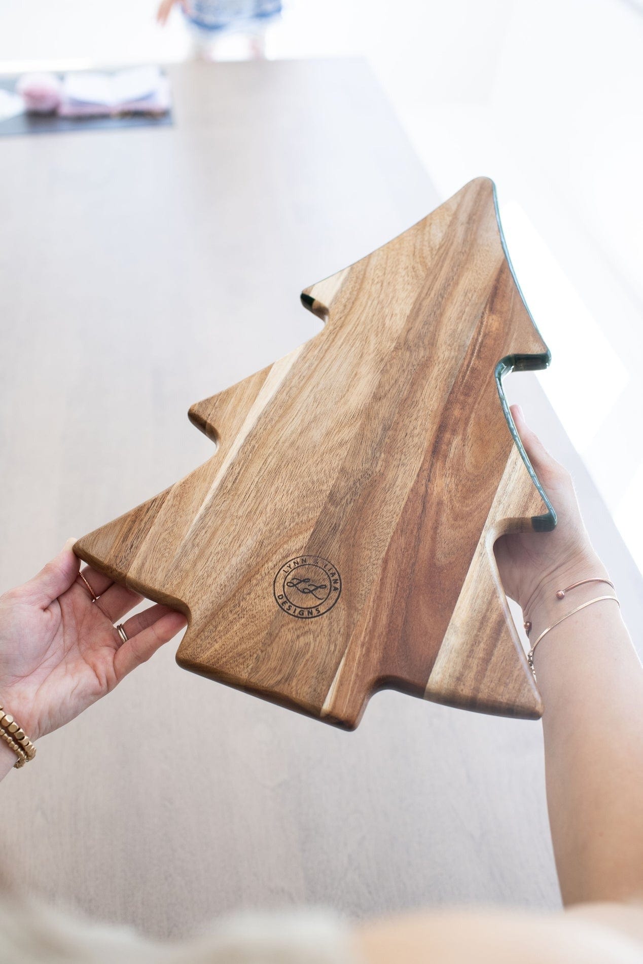 Tabletop Lynn & Liana Christmas Tree Board, Northern Lights - 16" x 11.25"