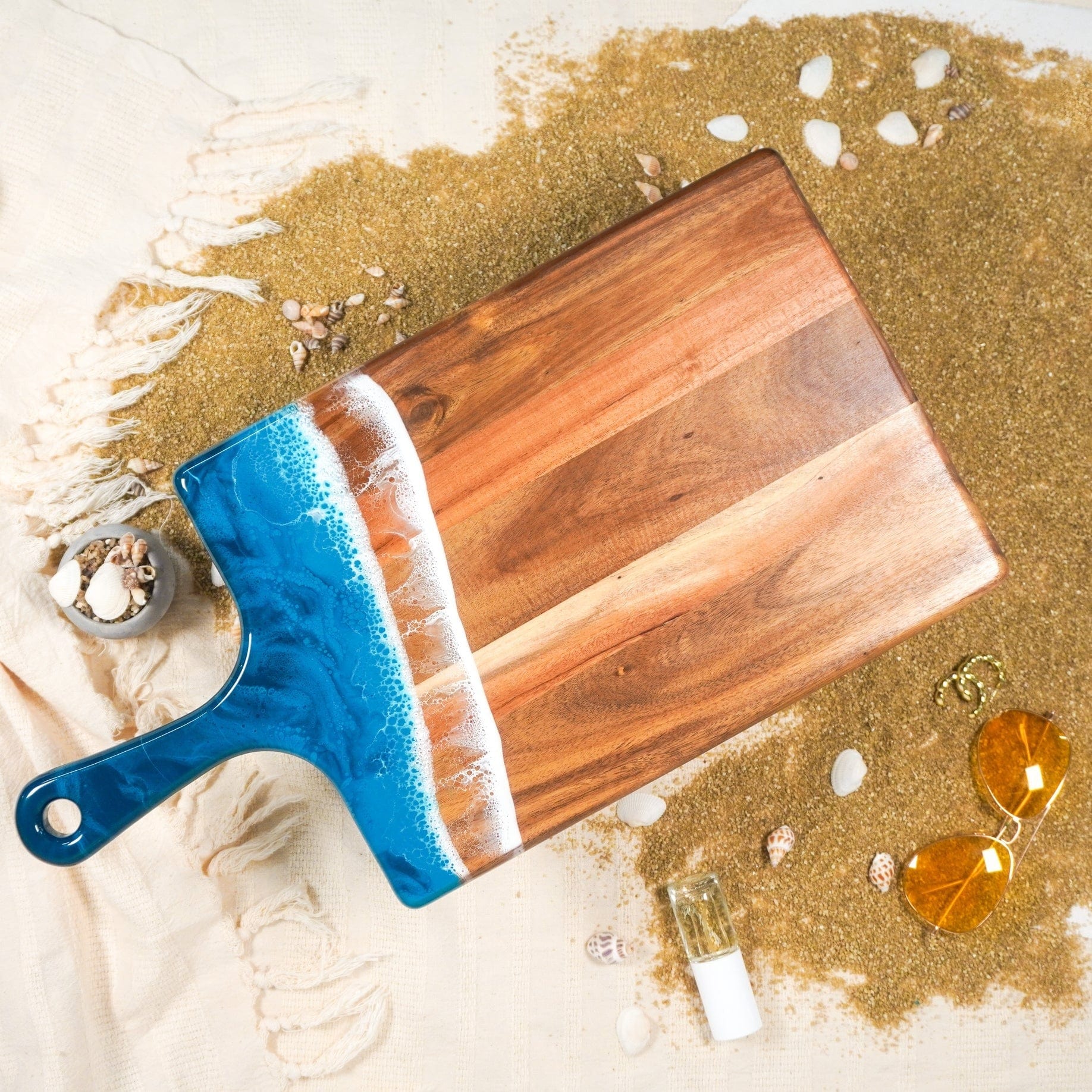 Tabletop Lynn & Liana Large Acacia Cheese Board - Ocean Vibes - 10" x 20"