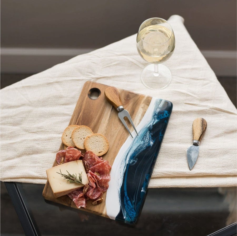 Tabletop Lynn & Liana Small Acacia Cheese Board - Navy While Metallic - 8" x 11"