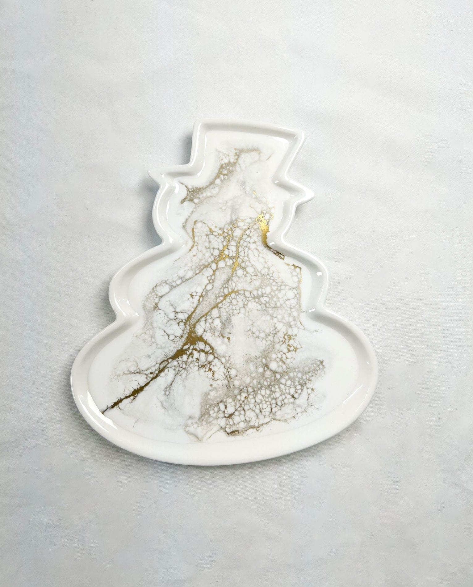 Tabletop Lynn & Liana Snowman Ceramic Tray, Gold Quartz - 6.25" x 5.5"