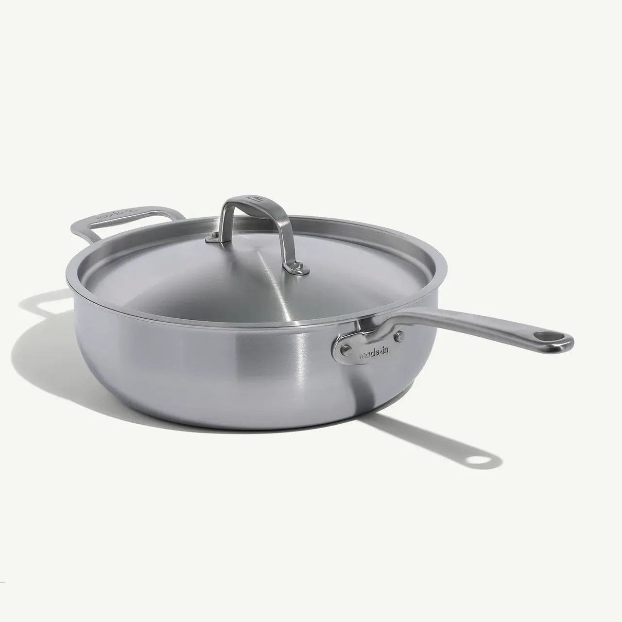 Cookware MADE IN 5-Ply Stainless Steel Saucier with Lid - 5 Quart - Made in Italy