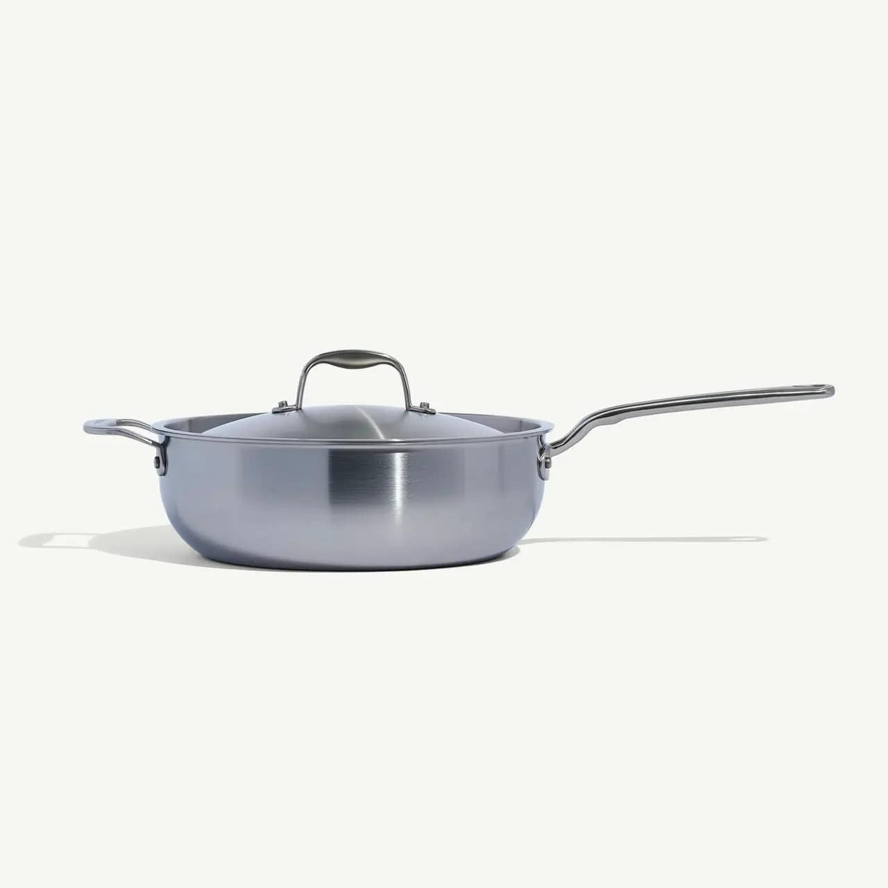 Cookware MADE IN 5-Ply Stainless Steel Saucier with Lid - 5 Quart - Made in Italy