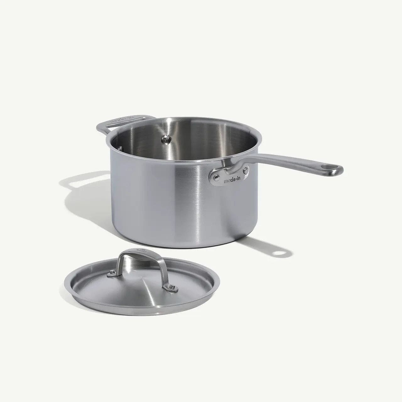 Cookware MADE IN Stainless Steel Saucepan with Lid - 4 Quart - Made in Italy