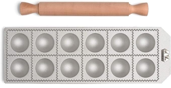 Tools & Accessories Marcato Ravioli Mold 12 Large Round with Rolling Pin