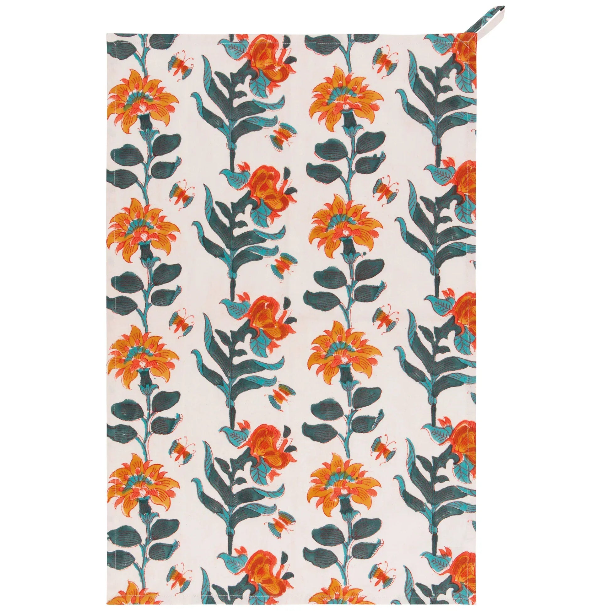 Linen Marigold Block Print Dishtowel
