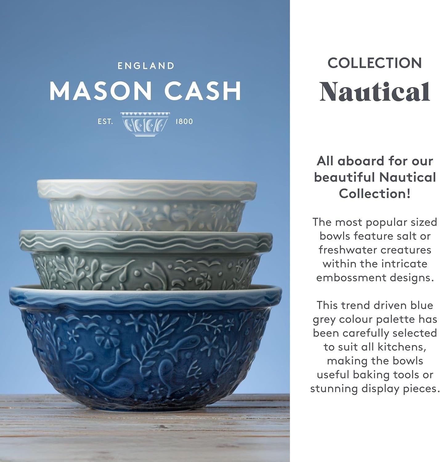Bakeware Mason Cash Nautical Collection Mixing Bowls - Multiple Sizes