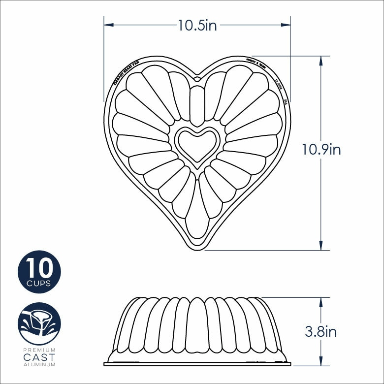 Bakeware Nordic Ware 10 Cup Elegant Heart Bundt Pan - Made in USA