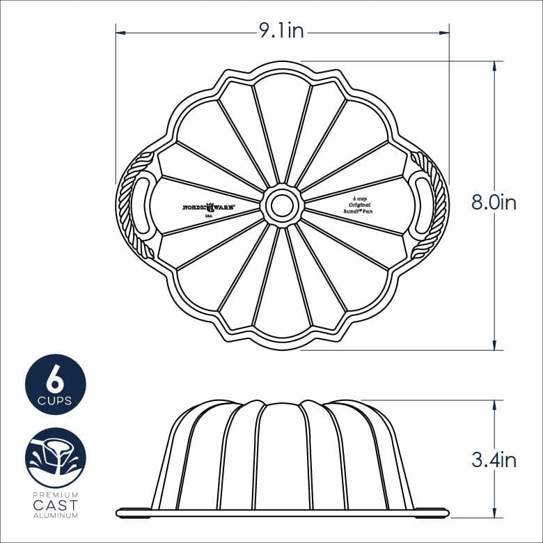 Bakeware Nordic Ware 6 Cup Anniversary Bundt Pan