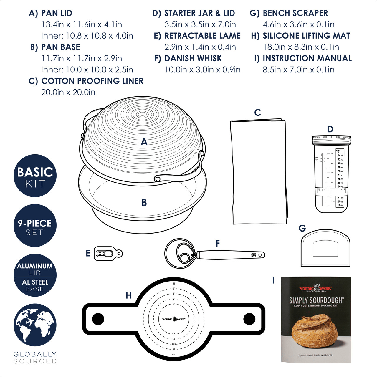Bakeware Nordic Ware 9-Piece Simply Sourdough Bread Baking Kit
