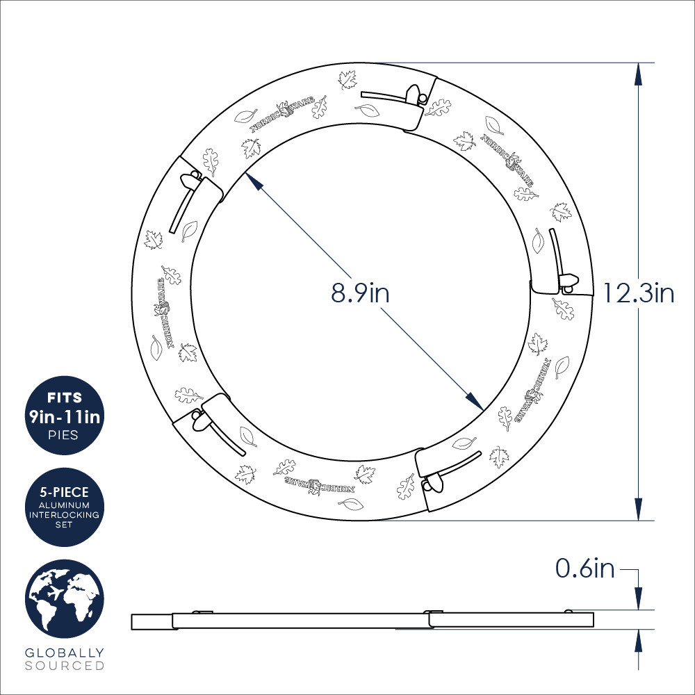 Bakeware Nordic Ware Adjustable Pie Crust Shield - Fits 9-11" Pies