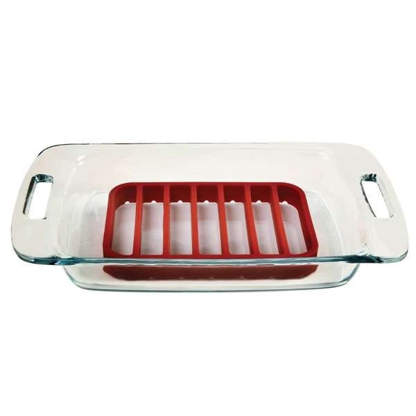 Cookware Norpro Rectangle Nonstick Silicone Roasting Rack - Red