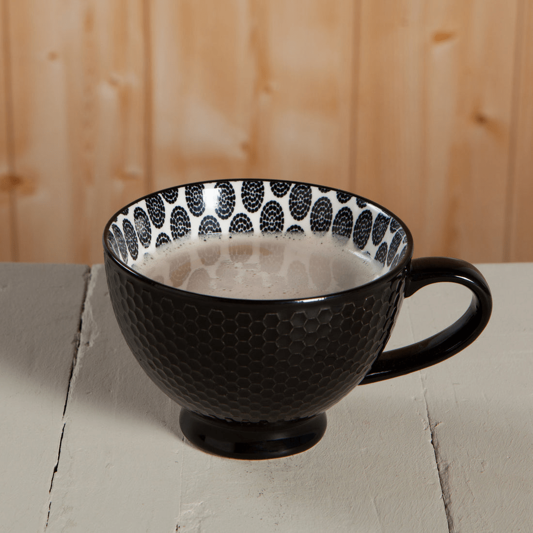 Coffee & Tea Now Designs - Black Stamped Latte Mug - 14 oz