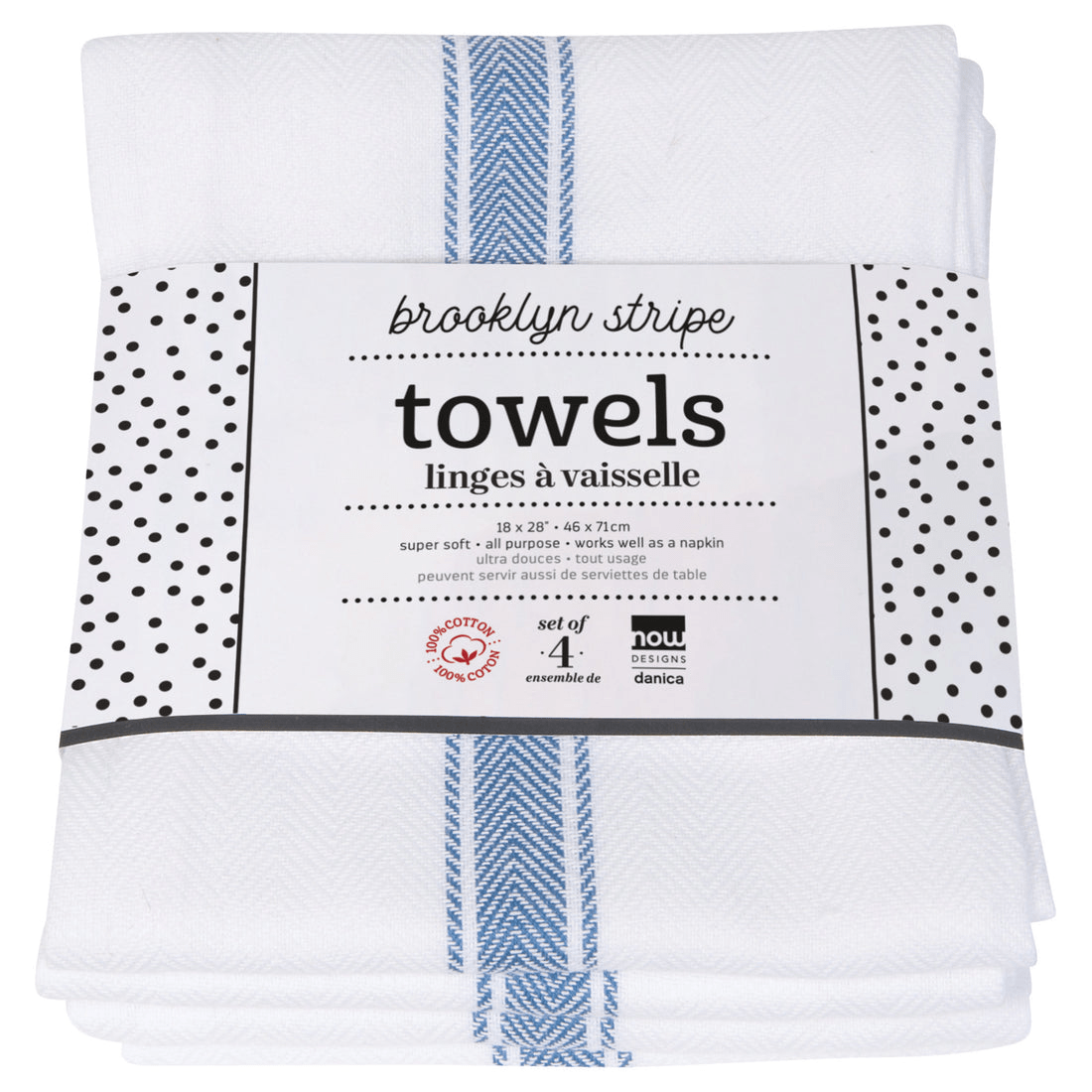 Linen Now Designs - Brooklyn Stripe Delft Blue Dishtowels - Set of 4