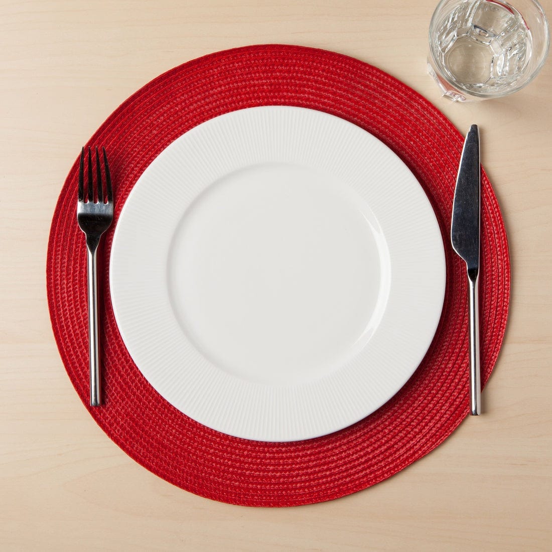 Linen Now Designs - Disko Chili Red Round Placemat - 15"