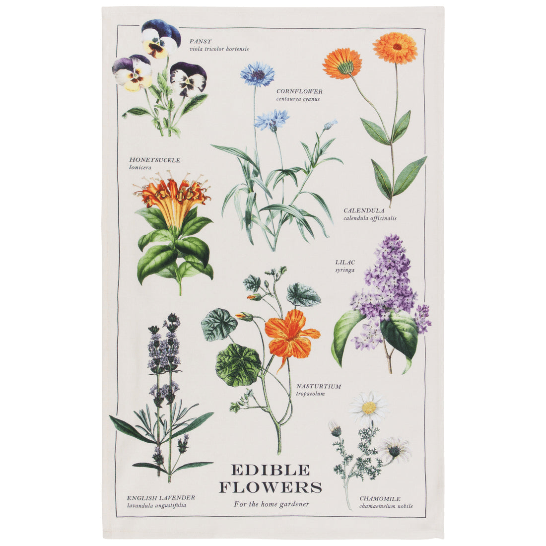 Linen Now Designs - Edible Flowers Cotton Dishtowel