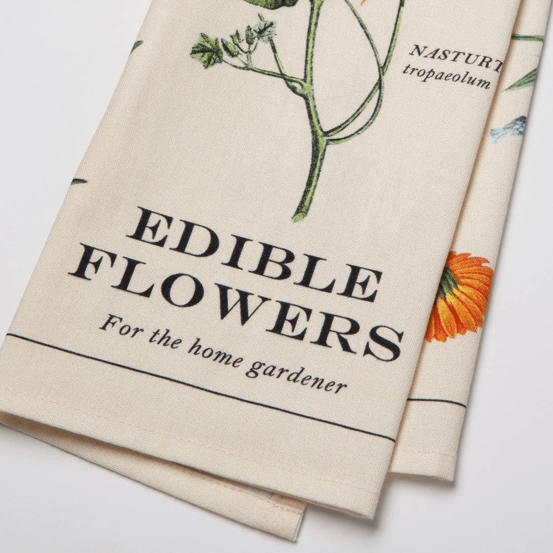 Linen Now Designs - Edible Flowers Cotton Dishtowel