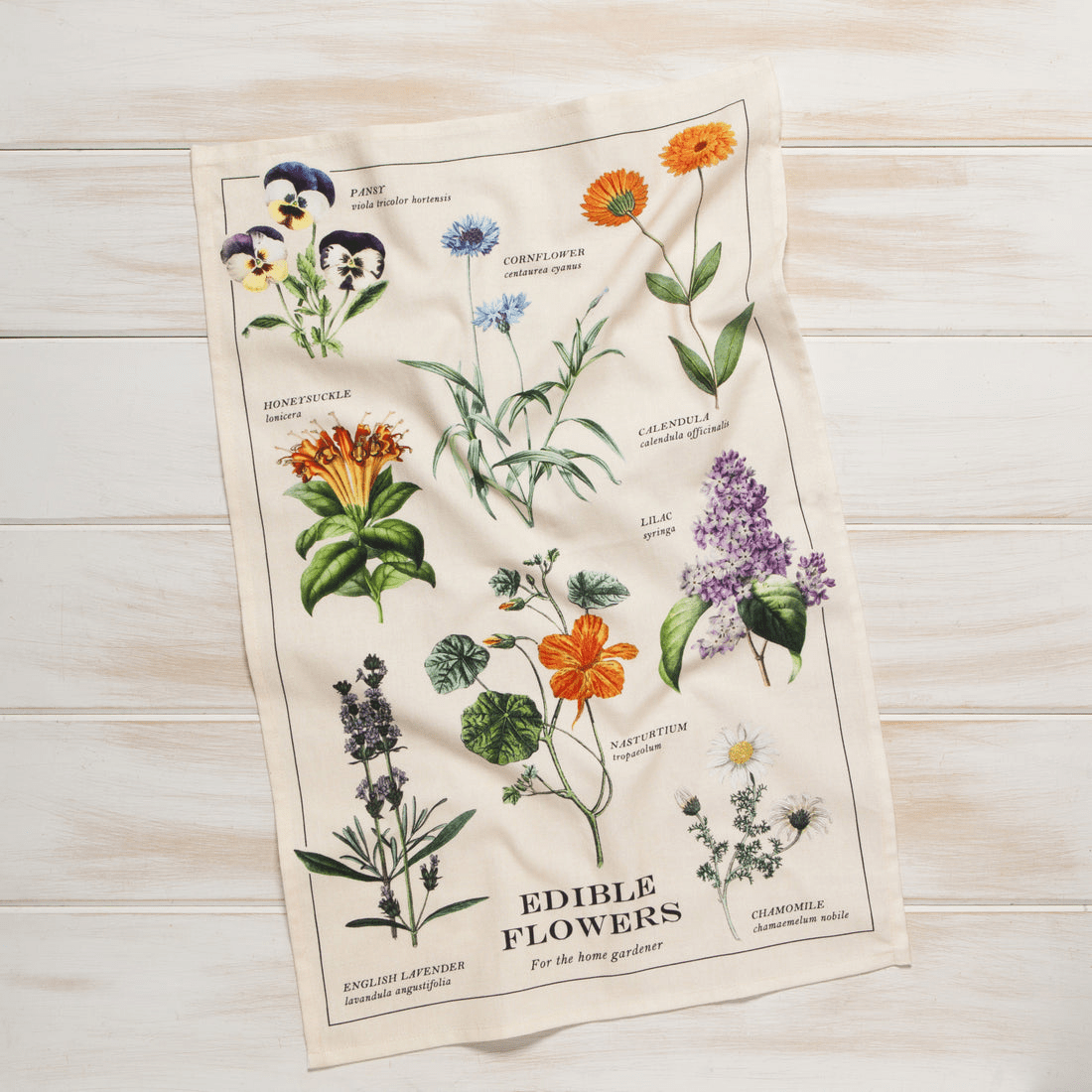 Linen Now Designs - Edible Flowers Cotton Dishtowel
