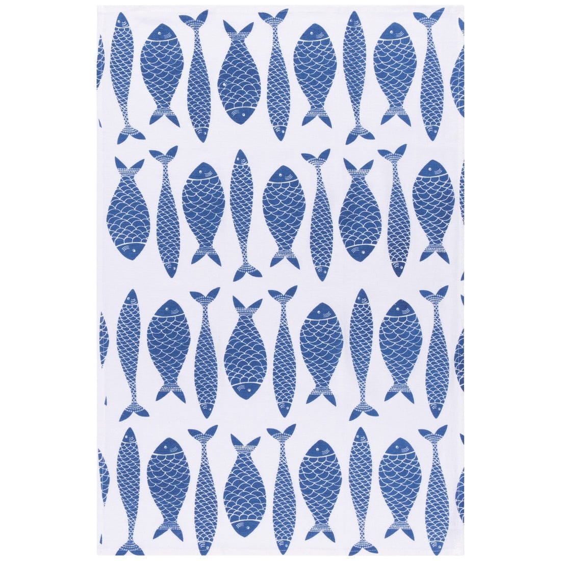 Linen Now Designs - Fish Print Royal Blue Floursack Dishtowels - Set of 2