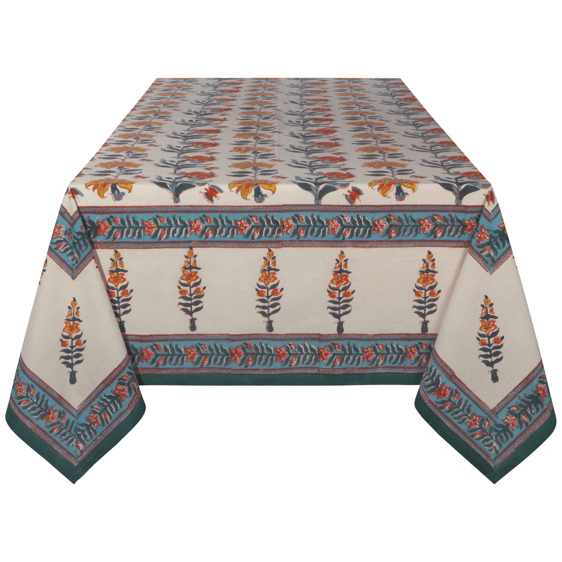 Linen Now Designs - Marigold Block Print Tablecloth - 90" x 60"