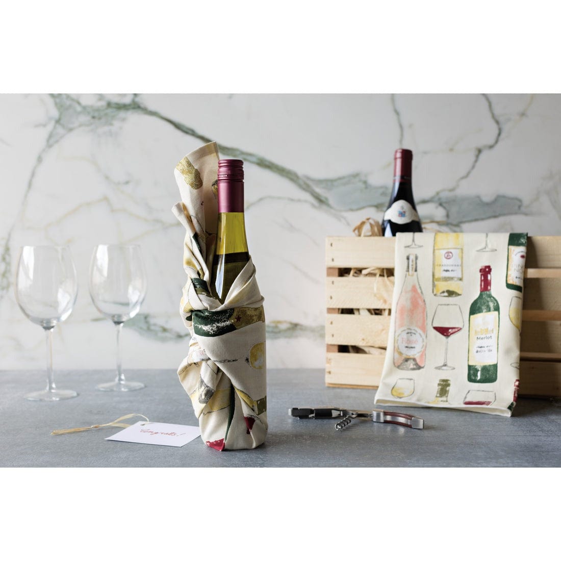 Linen Now Designs - Sommelier Printed Cotton Dishtowel