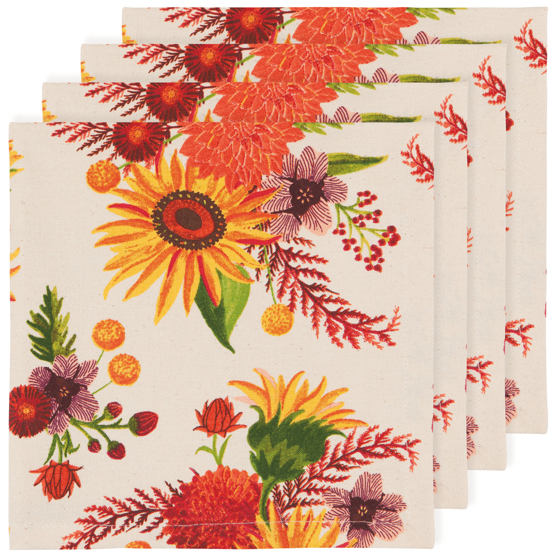Linen Now Designs - Sunflower Splendor Printed Cloth Napkins - Set of 4