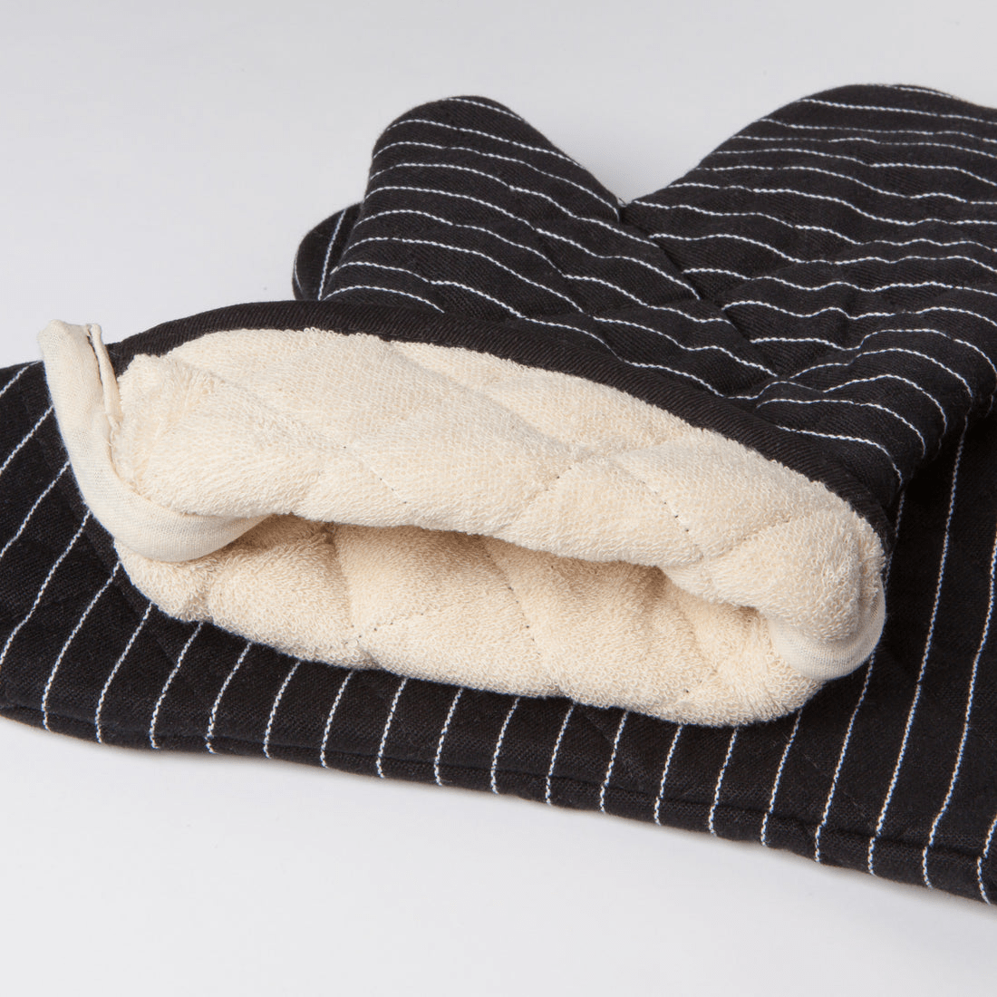 Linen Now Designs - Superior Black Pinstripe Oven Mitt