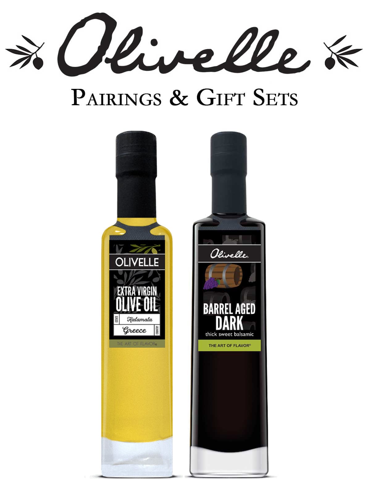 Food Olivelle Kalamata Greek Extra Virgin Olive Oil & Barrel Aged Balsamic Vinegar - Pairing 1