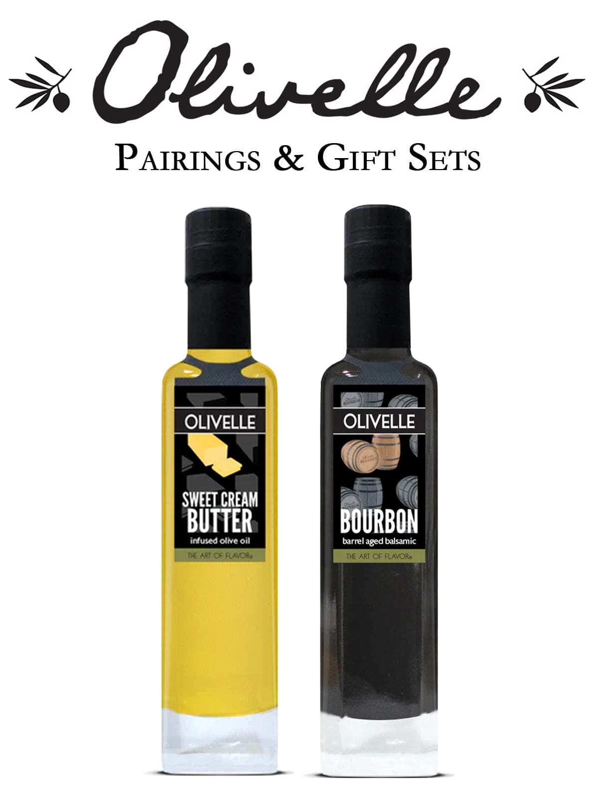 Food Olivelle Pairing: Sweet Cream Butter Olive Oil and Bourbon Barrel Aged Balsamic Vinegar