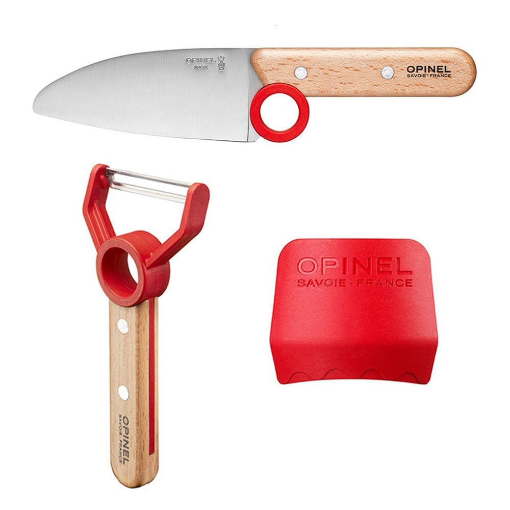 Cutlery Opinel Le Petit Chef - 3 PieceSet (Knife, Peeler & Finger Guard) - Red