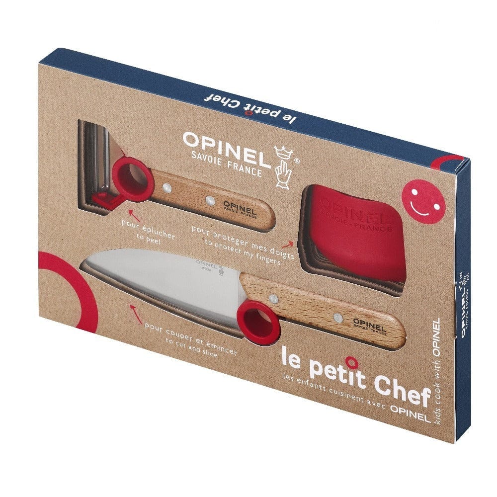 Cutlery Opinel Le Petit Chef - 3 PieceSet (Knife, Peeler & Finger Guard) - Red