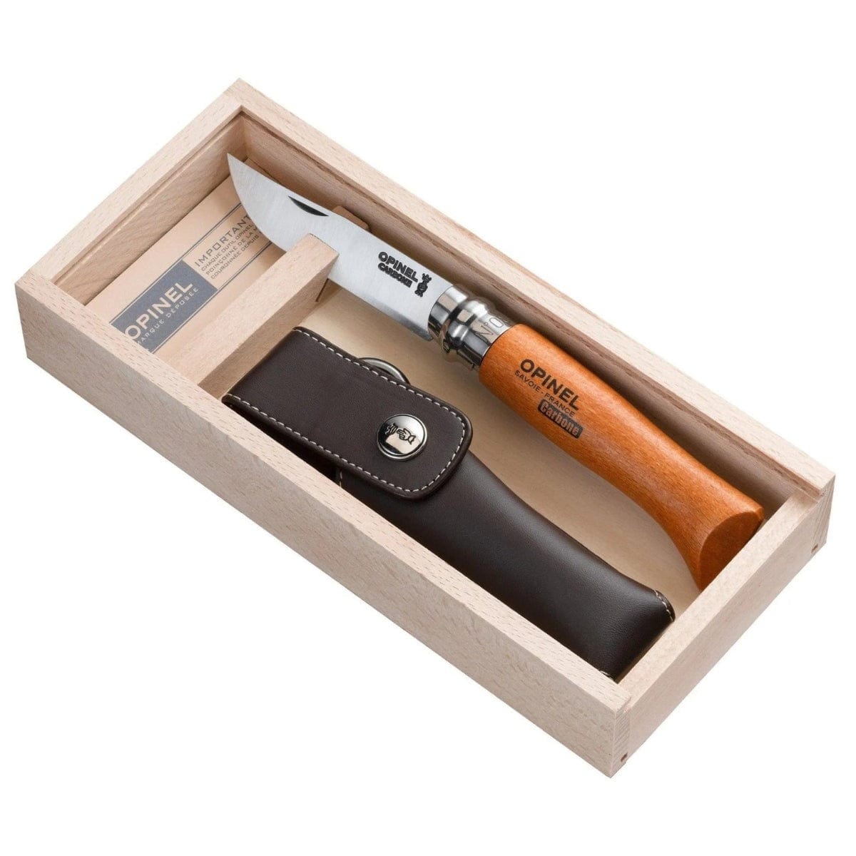 Cutlery Opinel No.08 Carbon Steel Folding Knife with Sheath Set