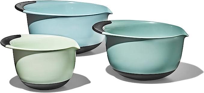 Bakeware OXO 3-Piece Mixing Bowl Set: Blue, Grey & Jade