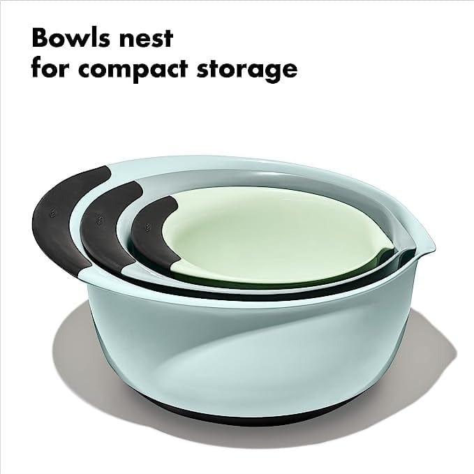 Bakeware OXO 3-Piece Mixing Bowl Set: Blue, Grey & Jade