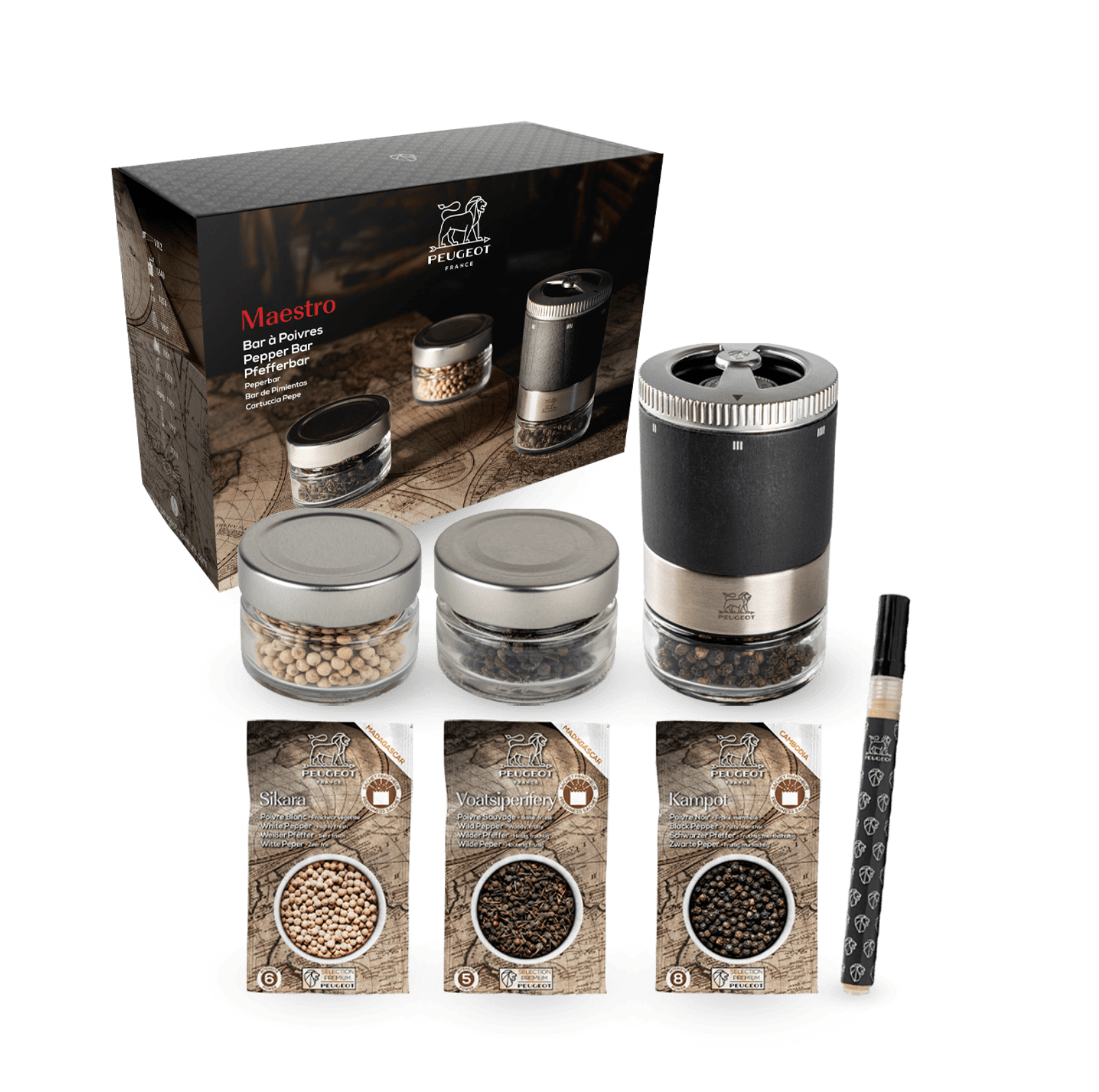 Table & Counter Accessories Peugeot MAESTRO Pepper Bar + 3 Pepper Varieties